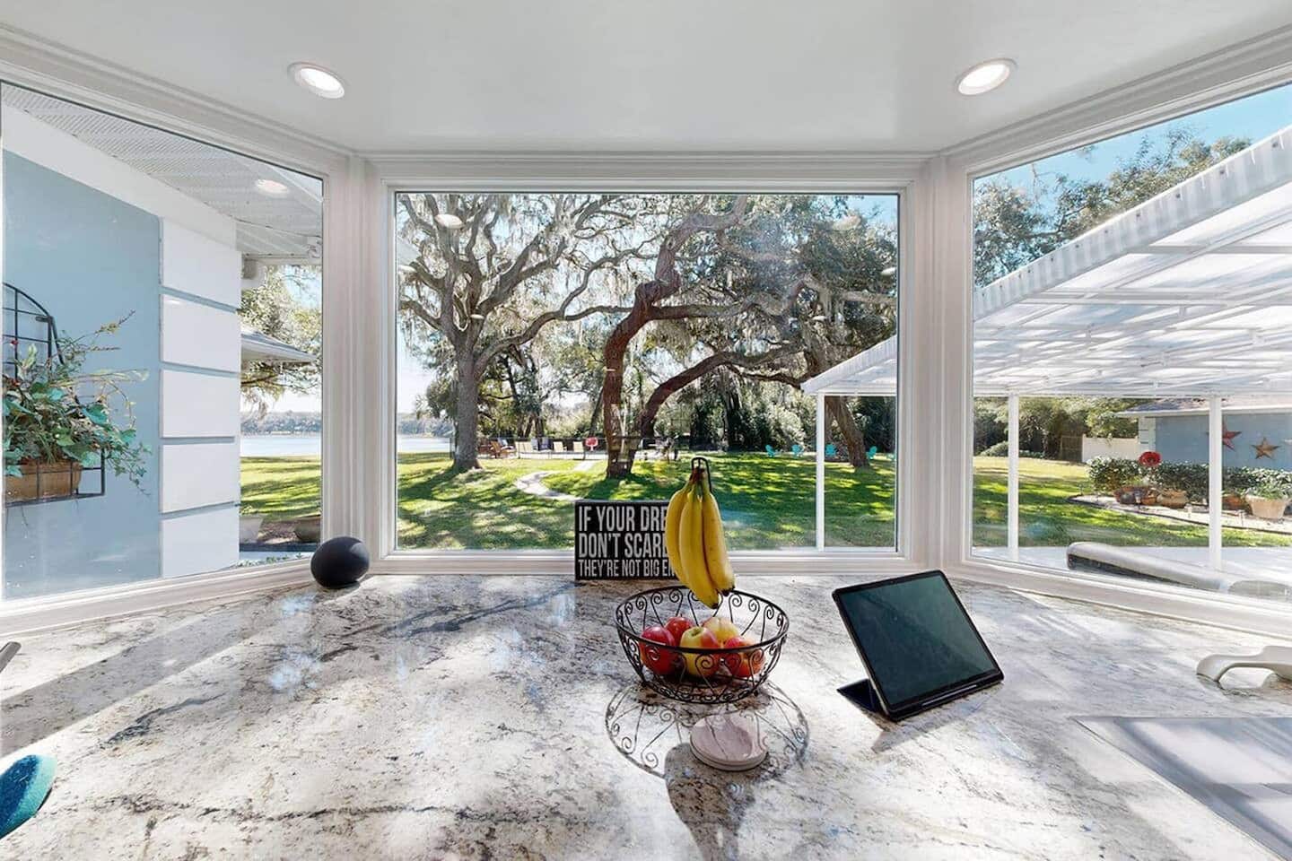 The breakfast nook, looking to the lake — Lakeview Estate